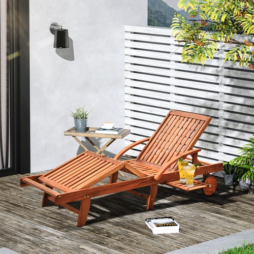 Garden wood sun lounger - garden,