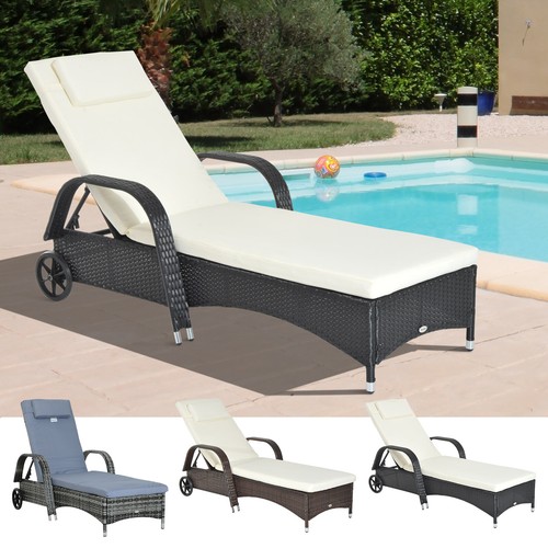 Adjustable rattan sun lounger - adjustable,