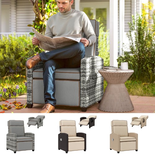 Rattan garden recliner - garden,